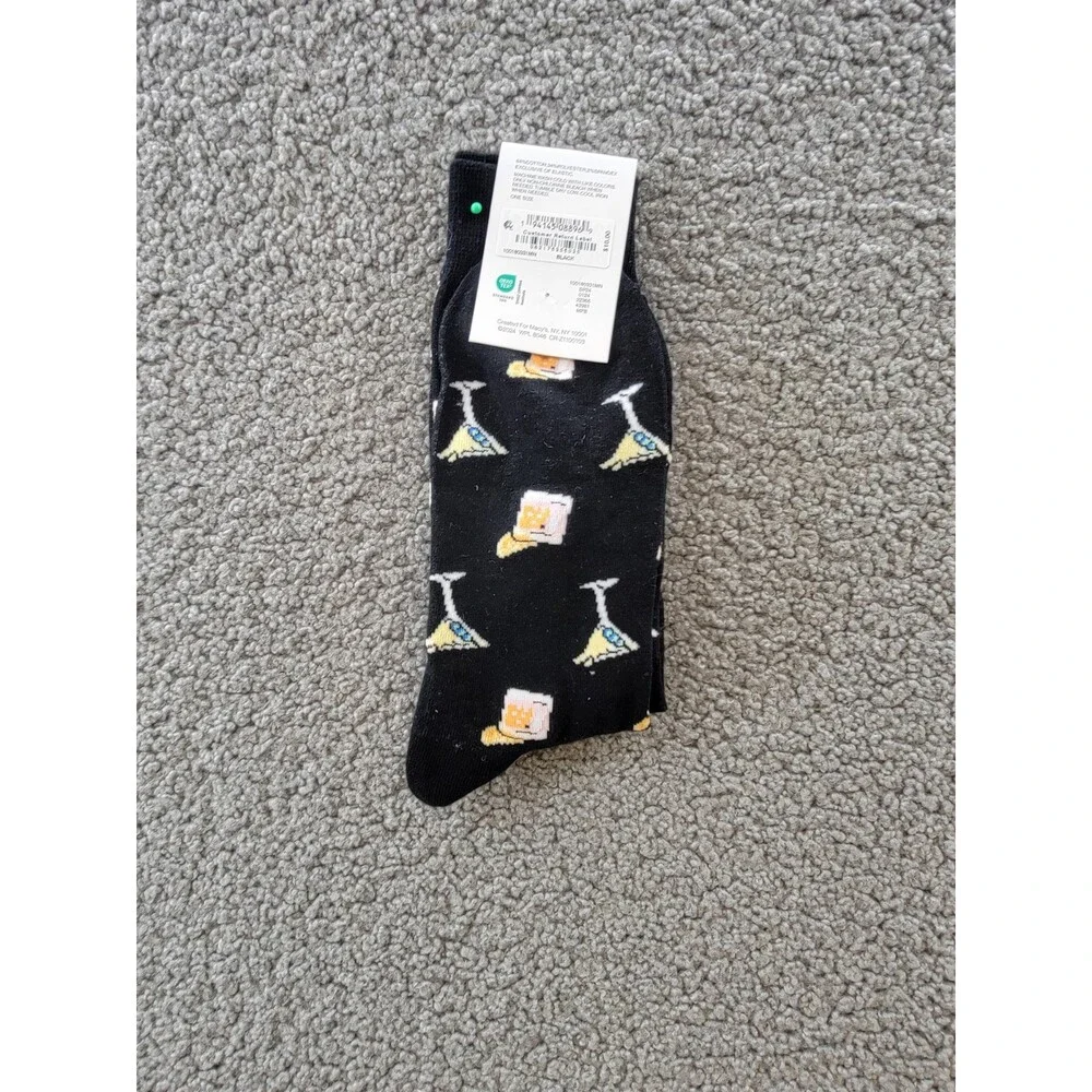 Club Room Cocktail & Baseball Crew Socks Men's One Size Black/Grey 2 Pairs